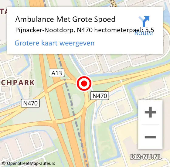 Locatie op kaart van de 112 melding: Ambulance Met Grote Spoed Naar Pijnacker-Nootdorp, N470 hectometerpaal: 5,5 op 28 april 2023 22:35