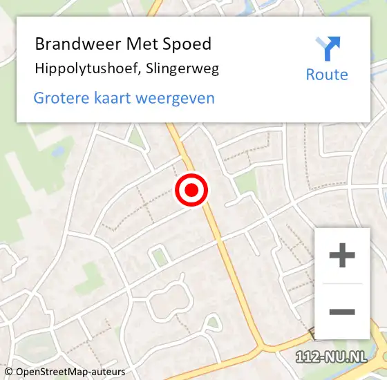 Locatie op kaart van de 112 melding: Brandweer Met Spoed Naar Hippolytushoef, Slingerweg op 28 april 2023 22:46