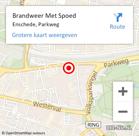 Locatie op kaart van de 112 melding: Brandweer Met Spoed Naar Enschede, Parkweg op 28 april 2023 22:47