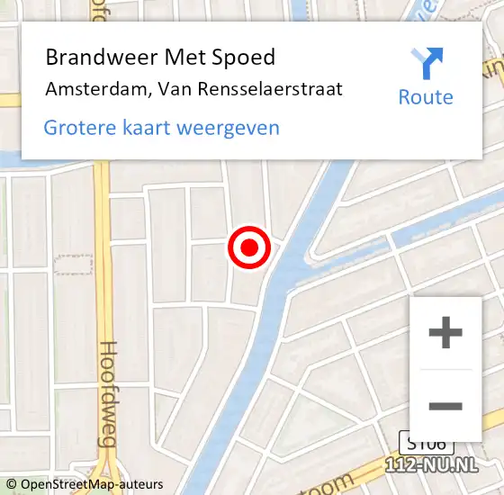 Locatie op kaart van de 112 melding: Brandweer Met Spoed Naar Amsterdam, Van Rensselaerstraat op 28 april 2023 22:59