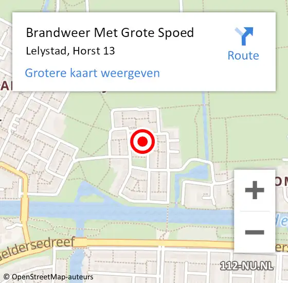 Locatie op kaart van de 112 melding: Brandweer Met Grote Spoed Naar Lelystad, Horst 13 op 28 april 2023 23:48