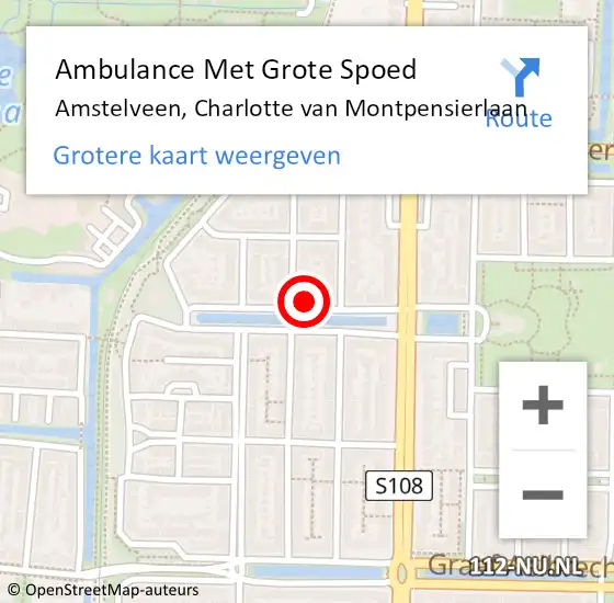 Locatie op kaart van de 112 melding: Ambulance Met Grote Spoed Naar Amstelveen, Charlotte van Montpensierlaan op 29 april 2023 00:28