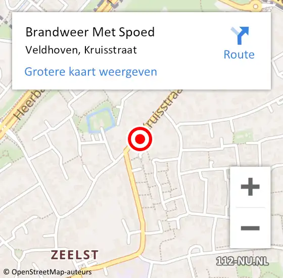 Locatie op kaart van de 112 melding: Brandweer Met Spoed Naar Veldhoven, Kruisstraat op 29 april 2023 01:10