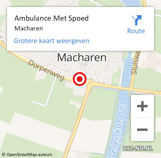 Locatie op kaart van de 112 melding: Ambulance Met Spoed Naar Macharen op 29 april 2023 01:24