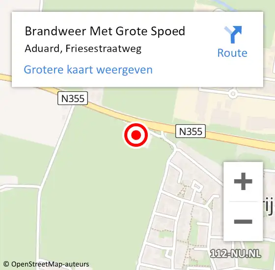Locatie op kaart van de 112 melding: Brandweer Met Grote Spoed Naar Aduard, Friesestraatweg op 29 april 2023 01:33