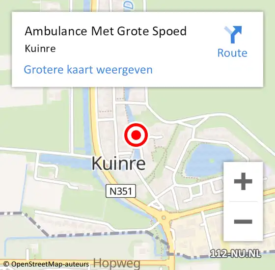 Locatie op kaart van de 112 melding: Ambulance Met Grote Spoed Naar Kuinre op 29 april 2023 01:55