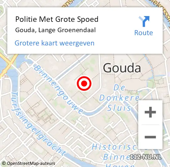 Locatie op kaart van de 112 melding: Politie Met Grote Spoed Naar Gouda, Lange Groenendaal op 29 april 2023 03:22