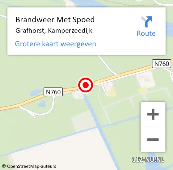 Locatie op kaart van de 112 melding: Brandweer Met Spoed Naar Grafhorst, Kamperzeedijk op 23 augustus 2014 19:01