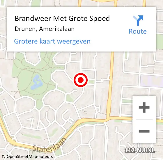 Locatie op kaart van de 112 melding: Brandweer Met Grote Spoed Naar Drunen, Amerikalaan op 29 april 2023 05:48