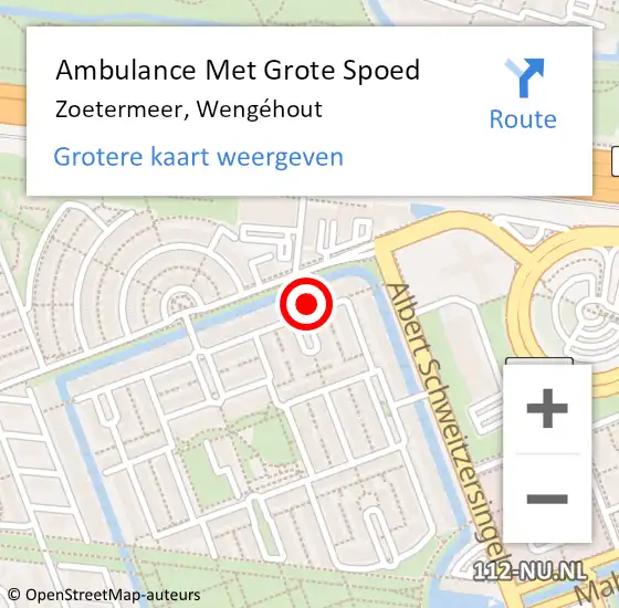 Locatie op kaart van de 112 melding: Ambulance Met Grote Spoed Naar Zoetermeer, Wengéhout op 29 april 2023 06:32