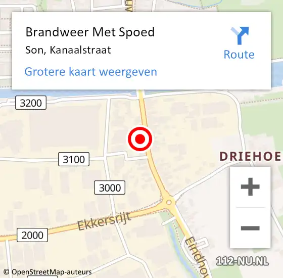 Locatie op kaart van de 112 melding: Brandweer Met Spoed Naar Son, Kanaalstraat op 29 april 2023 06:43