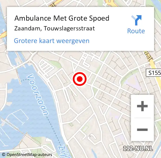 Locatie op kaart van de 112 melding: Ambulance Met Grote Spoed Naar Zaandam, Touwslagersstraat op 29 april 2023 07:57