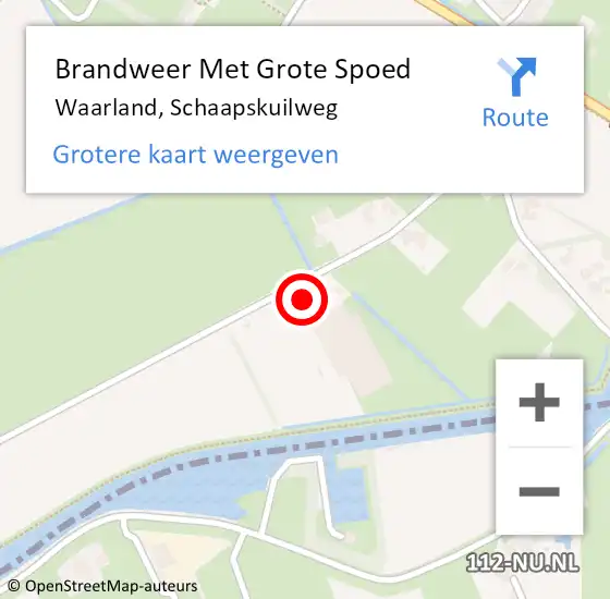 Locatie op kaart van de 112 melding: Brandweer Met Grote Spoed Naar Waarland, Schaapskuilweg op 29 april 2023 08:09