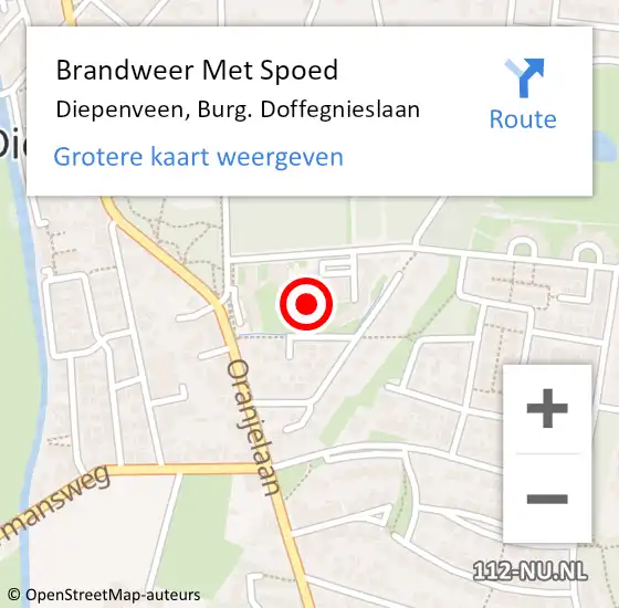 Locatie op kaart van de 112 melding: Brandweer Met Spoed Naar Diepenveen, Burg. Doffegnieslaan op 29 april 2023 08:09