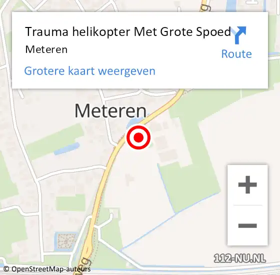 Locatie op kaart van de 112 melding: Trauma helikopter Met Grote Spoed Naar Meteren op 29 april 2023 08:57