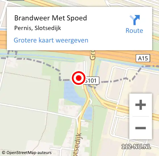 Locatie op kaart van de 112 melding: Brandweer Met Spoed Naar Pernis, Slotsedijk op 29 april 2023 09:01