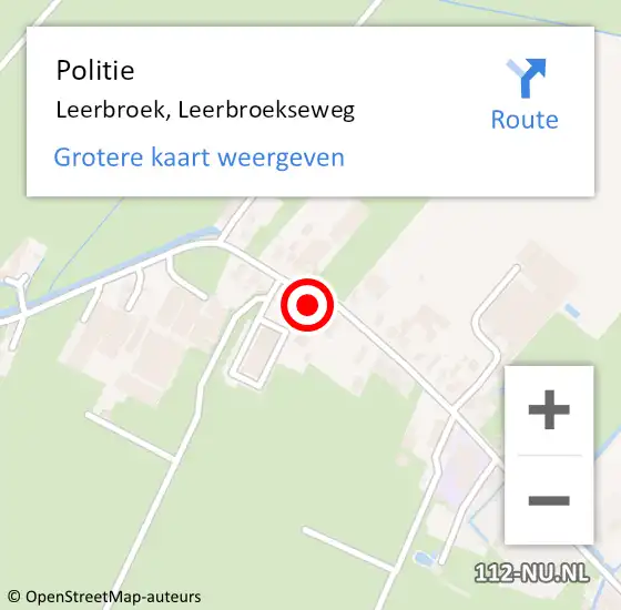 Locatie op kaart van de 112 melding: Politie Leerbroek, Leerbroekseweg op 29 april 2023 09:56