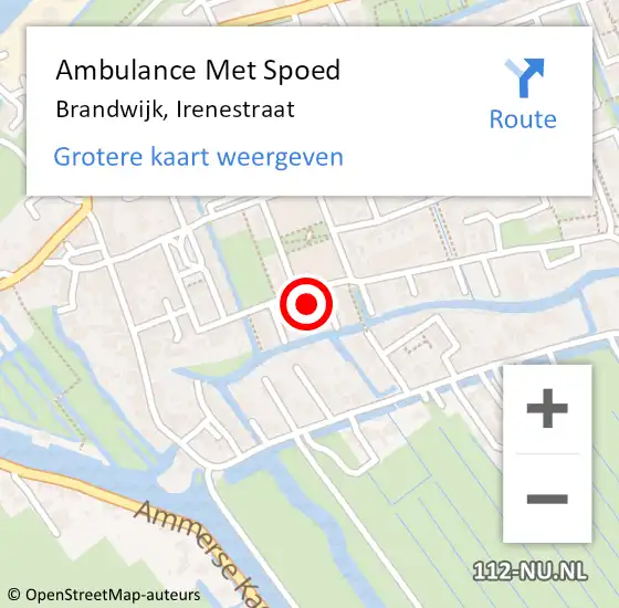 Locatie op kaart van de 112 melding: Ambulance Met Spoed Naar Brandwijk, Irenestraat op 29 april 2023 11:06