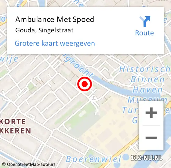 Locatie op kaart van de 112 melding: Ambulance Met Spoed Naar Gouda, Singelstraat op 29 april 2023 11:37