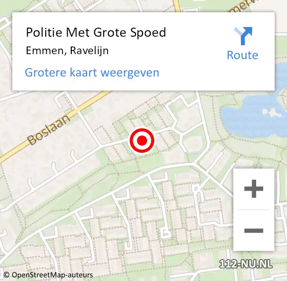 Locatie op kaart van de 112 melding: Politie Met Grote Spoed Naar Emmen, Ravelijn op 29 april 2023 11:38