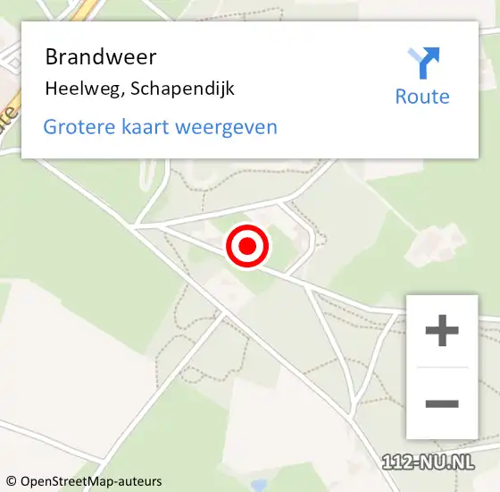 Locatie op kaart van de 112 melding: Brandweer Heelweg, Schapendijk op 29 april 2023 11:50