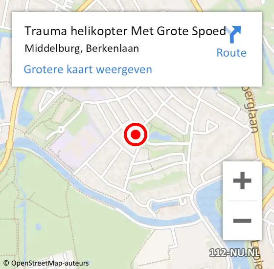Locatie op kaart van de 112 melding: Trauma helikopter Met Grote Spoed Naar Middelburg, Berkenlaan op 29 april 2023 12:24