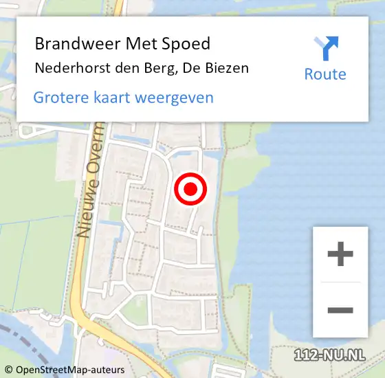 Locatie op kaart van de 112 melding: Brandweer Met Spoed Naar Nederhorst den Berg, De Biezen op 29 april 2023 12:32