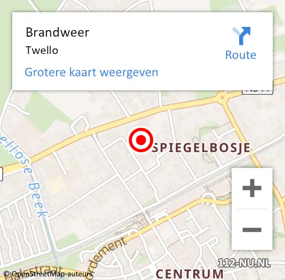 Locatie op kaart van de 112 melding: Brandweer Twello op 29 april 2023 12:41