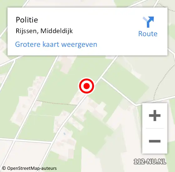 Locatie op kaart van de 112 melding: Politie Rijssen, Middeldijk op 29 april 2023 12:44