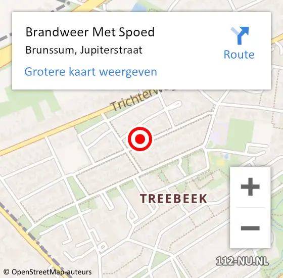 Locatie op kaart van de 112 melding: Brandweer Met Spoed Naar Brunssum, Jupiterstraat op 29 april 2023 13:16