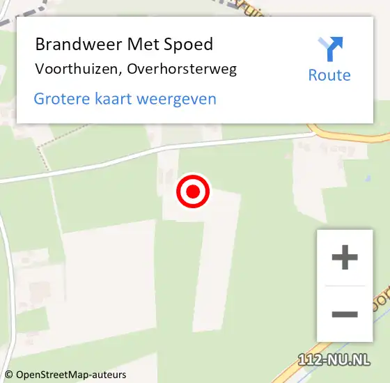 Locatie op kaart van de 112 melding: Brandweer Met Spoed Naar Voorthuizen, Overhorsterweg op 29 april 2023 13:17
