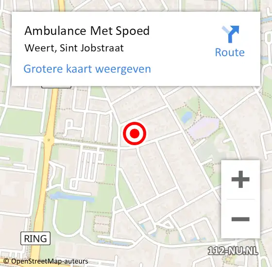 Locatie op kaart van de 112 melding: Ambulance Met Spoed Naar Weert, Sint Jobstraat op 29 april 2023 13:28