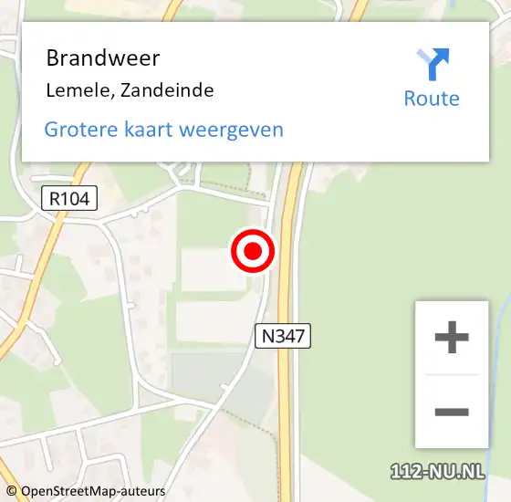 Locatie op kaart van de 112 melding: Brandweer Lemele, Zandeinde op 29 april 2023 13:38