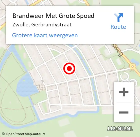 Locatie op kaart van de 112 melding: Brandweer Met Grote Spoed Naar Zwolle, Gerbrandystraat op 29 april 2023 13:56