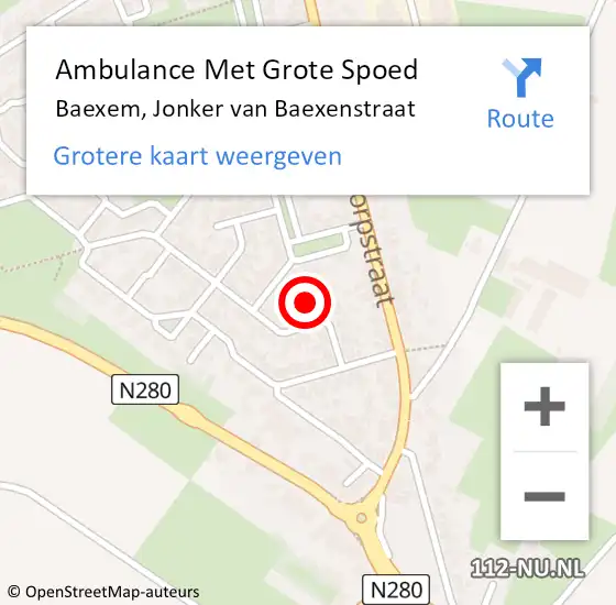 Locatie op kaart van de 112 melding: Ambulance Met Grote Spoed Naar Baexem, Jonker van Baexenstraat op 29 april 2023 14:04