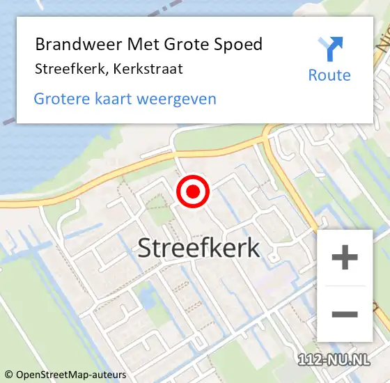 Locatie op kaart van de 112 melding: Brandweer Met Grote Spoed Naar Streefkerk, Kerkstraat op 29 april 2023 14:13