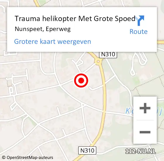 Locatie op kaart van de 112 melding: Trauma helikopter Met Grote Spoed Naar Nunspeet, Eperweg op 29 april 2023 14:33