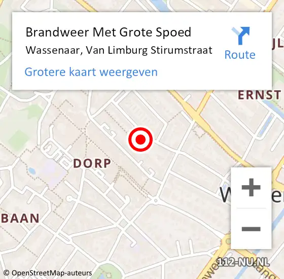 Locatie op kaart van de 112 melding: Brandweer Met Grote Spoed Naar Wassenaar, Van Limburg Stirumstraat op 29 april 2023 14:52