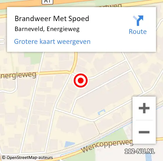 Locatie op kaart van de 112 melding: Brandweer Met Spoed Naar Barneveld, Energieweg op 29 april 2023 15:00