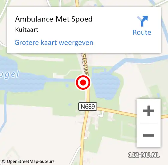 Locatie op kaart van de 112 melding: Ambulance Met Spoed Naar Kuitaart op 29 april 2023 15:01