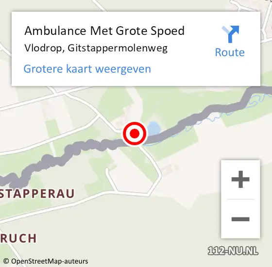 Locatie op kaart van de 112 melding: Ambulance Met Grote Spoed Naar Vlodrop, Gitstappermolenweg op 23 augustus 2014 19:56