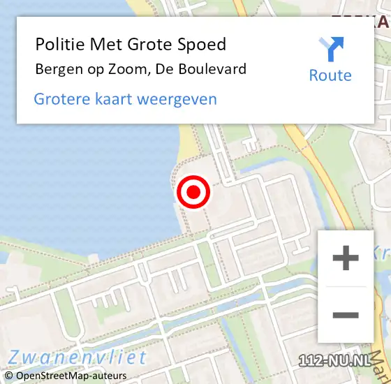 Locatie op kaart van de 112 melding: Politie Met Grote Spoed Naar Bergen op Zoom, De Boulevard op 29 april 2023 15:23