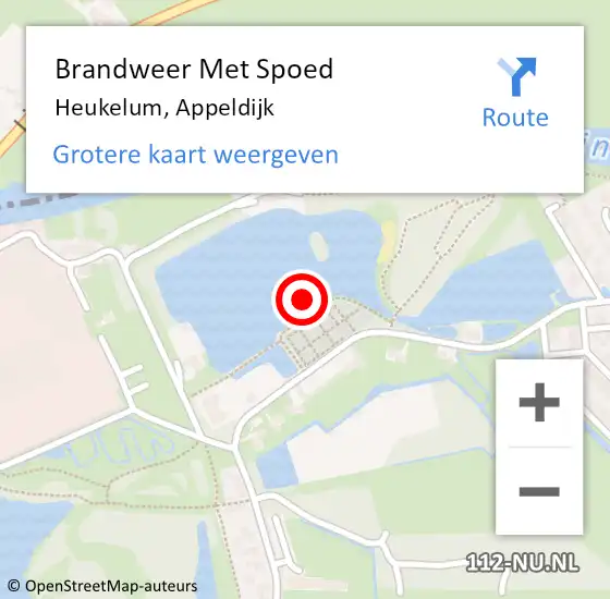 Locatie op kaart van de 112 melding: Brandweer Met Spoed Naar Heukelum, Appeldijk op 29 april 2023 15:56