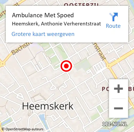Locatie op kaart van de 112 melding: Ambulance Met Spoed Naar Heemskerk, Anthonie Verherentstraat op 29 april 2023 15:57