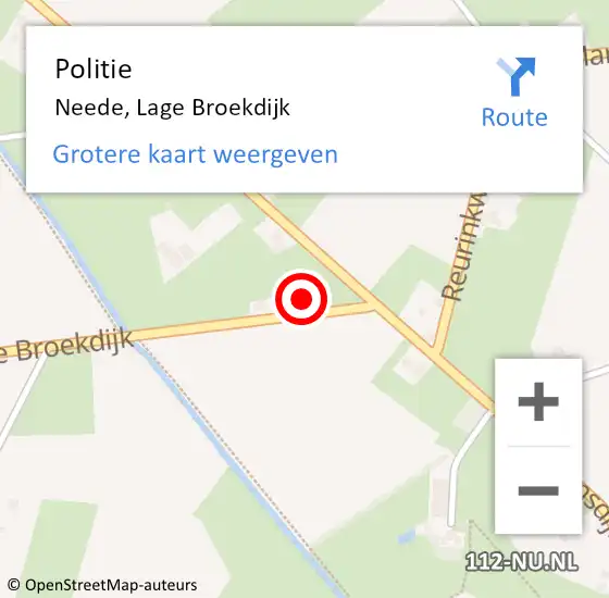 Locatie op kaart van de 112 melding: Politie Neede, Lage Broekdijk op 29 april 2023 15:57