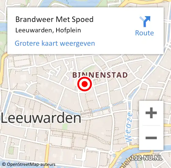 Locatie op kaart van de 112 melding: Brandweer Met Spoed Naar Leeuwarden, Hofplein op 29 april 2023 16:00