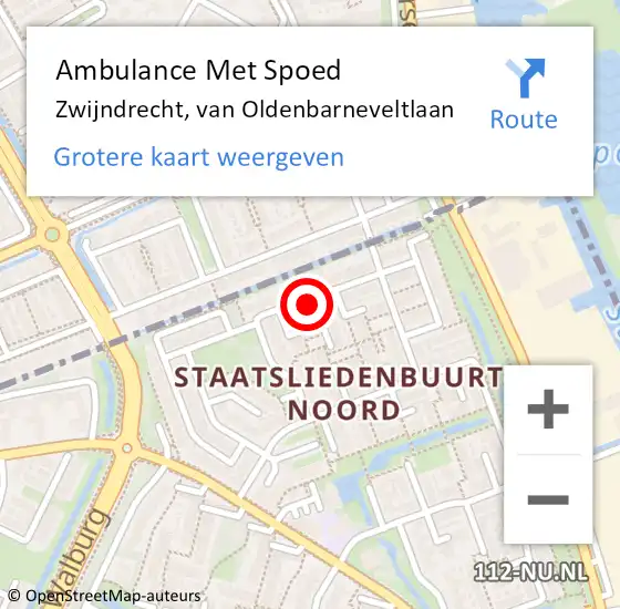 Locatie op kaart van de 112 melding: Ambulance Met Spoed Naar Zwijndrecht, van Oldenbarneveltlaan op 29 april 2023 16:08