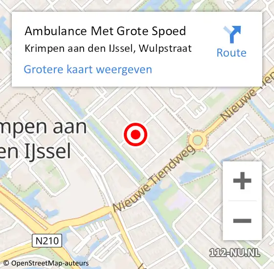 Locatie op kaart van de 112 melding: Ambulance Met Grote Spoed Naar Krimpen aan den IJssel, Wulpstraat op 29 april 2023 16:26