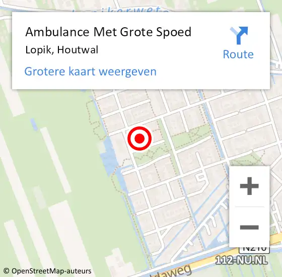 Locatie op kaart van de 112 melding: Ambulance Met Grote Spoed Naar Lopik, Houtwal op 23 augustus 2014 20:08