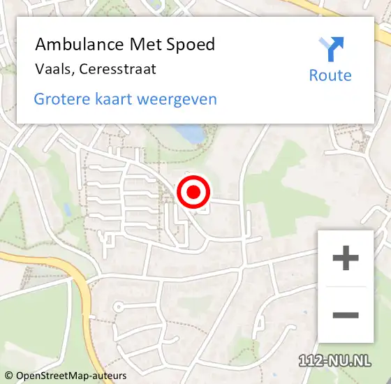 Locatie op kaart van de 112 melding: Ambulance Met Spoed Naar Vaals, Ceresstraat op 23 augustus 2014 20:08